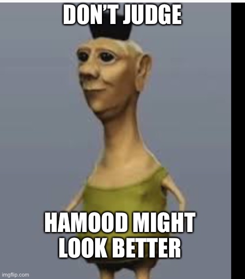 Hamood habibi | DON’T JUDGE; HAMOOD MIGHT LOOK BETTER | image tagged in hamood habibi | made w/ Imgflip meme maker