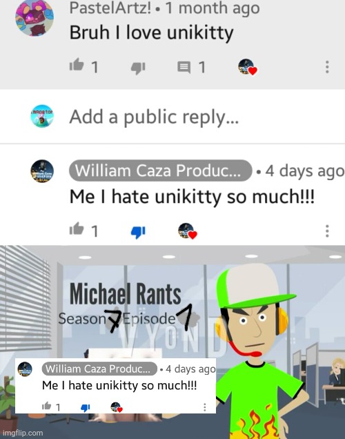 for MTVG | image tagged in hate comment,michael the vyond guy,unikitty,rant | made w/ Imgflip meme maker