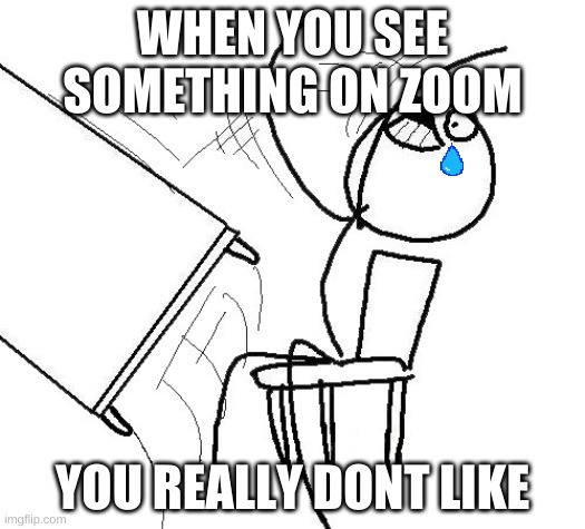 when you see something you dont like on zoom | WHEN YOU SEE SOMETHING ON ZOOM; YOU REALLY DONT LIKE | image tagged in stickman flip table | made w/ Imgflip meme maker
