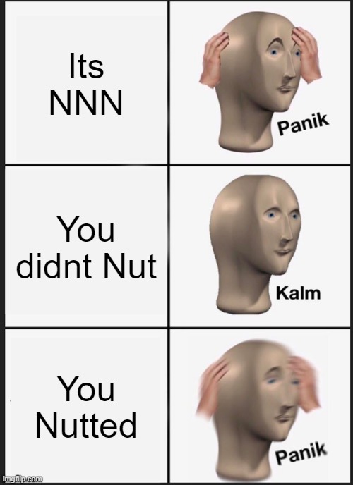 NNN in an nutshell | Its NNN; You didnt Nut; You Nutted | image tagged in memes,panik kalm panik | made w/ Imgflip meme maker