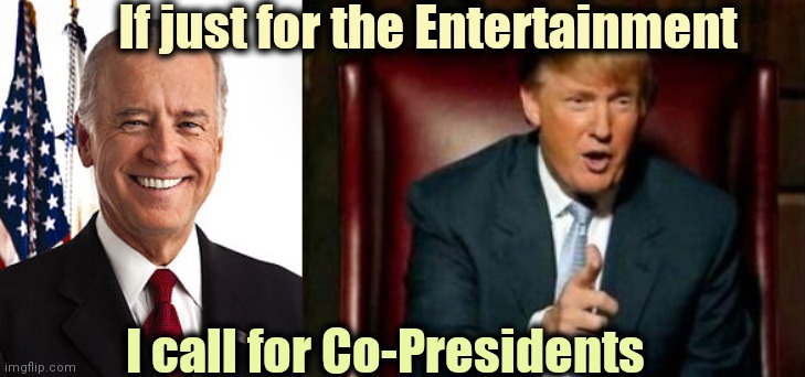 They both deserve to have to put up with each other for the next 4 years | If just for the Entertainment; I call for Co-Presidents | image tagged in memes,joe biden,donald trump,presidential alert,fun stuff,roflmao | made w/ Imgflip meme maker