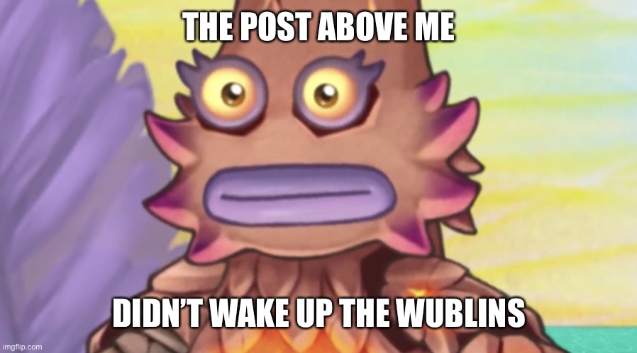 Stare | THE POST ABOVE ME; DIDN’T WAKE UP THE WUBLINS | image tagged in stare | made w/ Imgflip meme maker