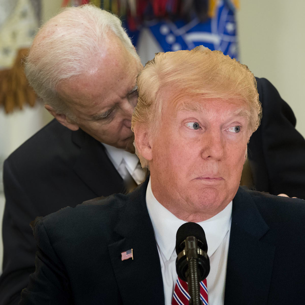 High Quality Biden Whispering To Trump Blank Meme Template