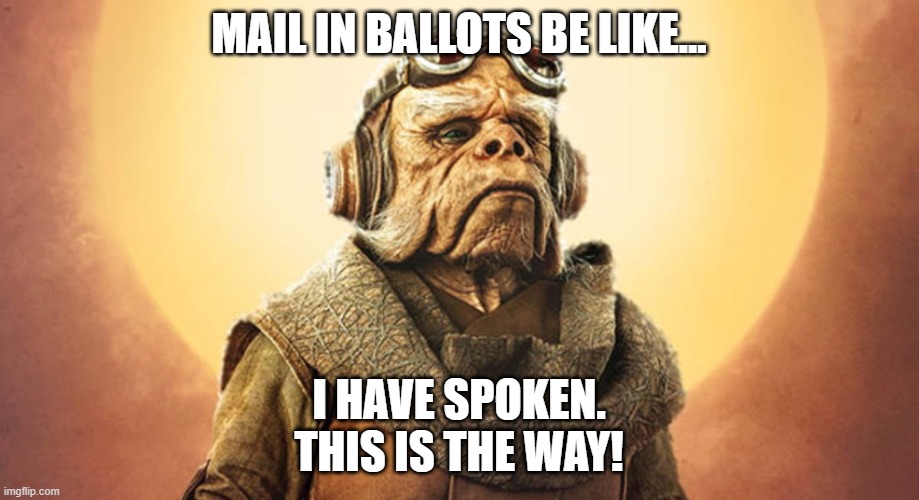 MAIL IN BALLOTS BE LIKE... I HAVE SPOKEN.
THIS IS THE WAY! | image tagged in election 2020,the mandalorian,this is the way,american politics | made w/ Imgflip meme maker