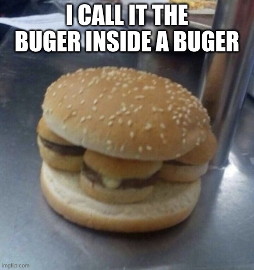 burger inside a burger | I CALL IT THE BUGER INSIDE A BUGER | image tagged in nothing burger | made w/ Imgflip meme maker