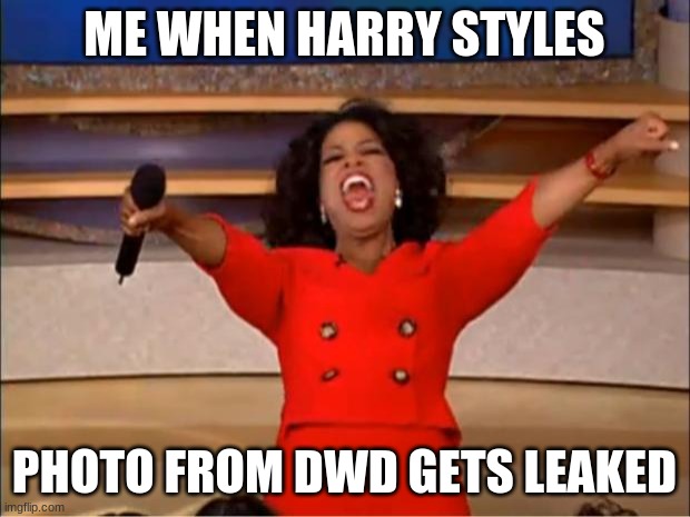 hi | ME WHEN HARRY STYLES; PHOTO FROM DWD GETS LEAKED | image tagged in memes,oprah you get a | made w/ Imgflip meme maker