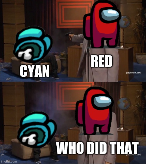 Who Killed Hannibal | RED; CYAN; WHO DID THAT | image tagged in memes,who killed hannibal,among us | made w/ Imgflip meme maker