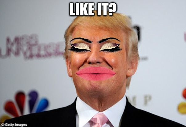 Look what I did to trump | LIKE IT? | image tagged in donald trump approves,makeup,movies | made w/ Imgflip meme maker