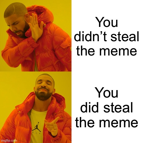 You didn’t steal the meme You did steal the meme | image tagged in memes,drake hotline bling | made w/ Imgflip meme maker