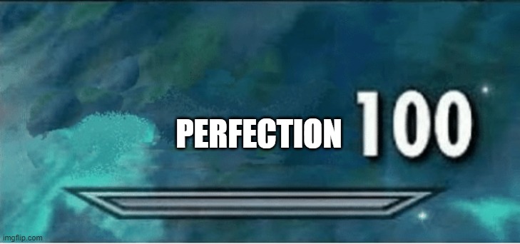 Skyrim 100 Blank | PERFECTION | image tagged in skyrim 100 blank | made w/ Imgflip meme maker