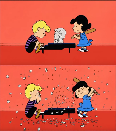 High Quality Lucy destroys Beethoven bust Blank Meme Template