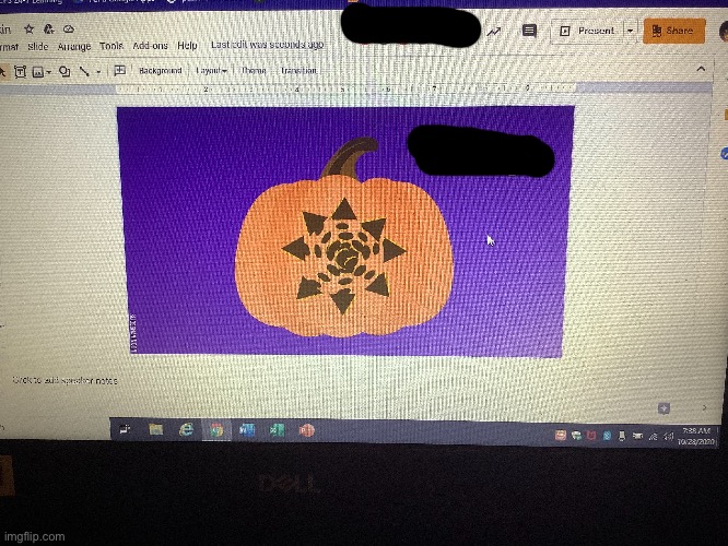 I made this virtual pumpkin in class on 10/28/2020 | image tagged in pumpkin | made w/ Imgflip meme maker