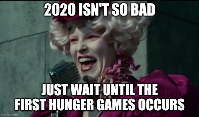 Hunger Games 2020 | 2020 ISN'T SO BAD; JUST WAIT UNTIL THE FIRST HUNGER GAMES OCCURS | image tagged in happy hunger games,hunger games,2020,2020 sucks | made w/ Imgflip meme maker