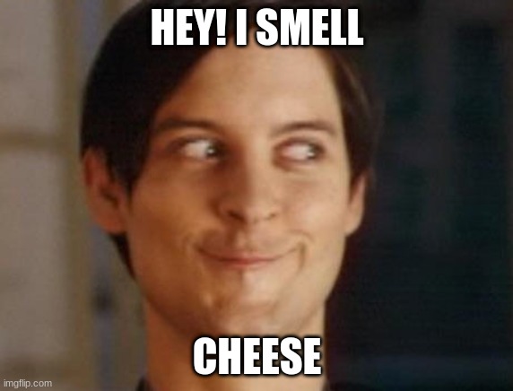 Spiderman Peter Parker | HEY! I SMELL; CHEESE | image tagged in memes,spiderman peter parker | made w/ Imgflip meme maker