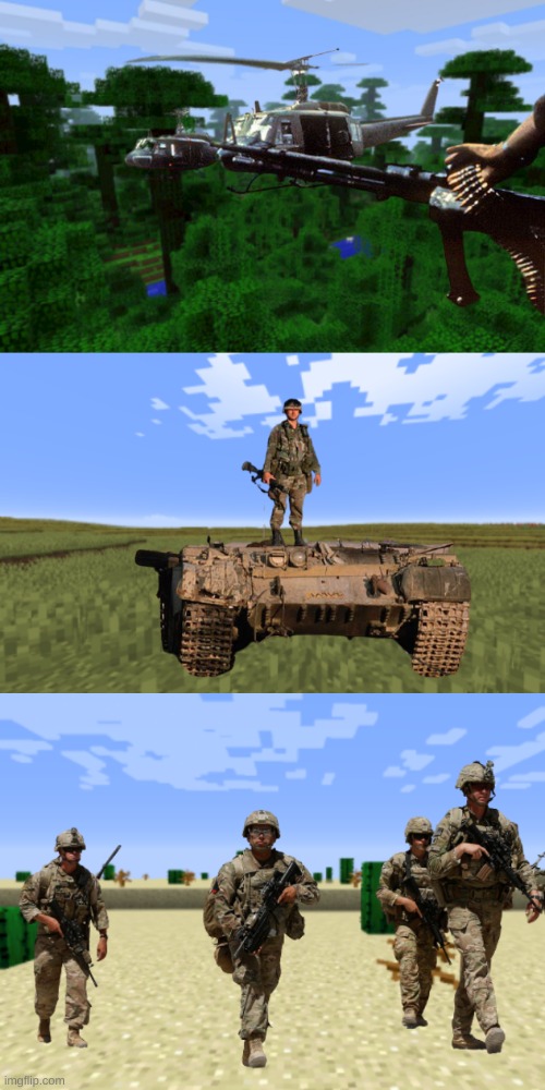 War Footage + Minecraft = cursed images PT. 2 | image tagged in minecraft,military | made w/ Imgflip meme maker