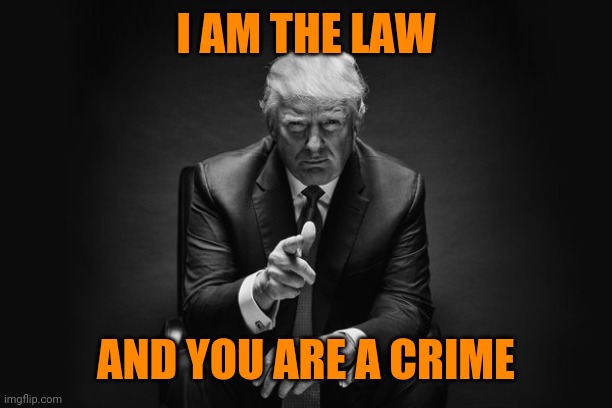 Donald Trump Thug Life | I AM THE LAW AND YOU ARE A CRIME | image tagged in donald trump thug life | made w/ Imgflip meme maker