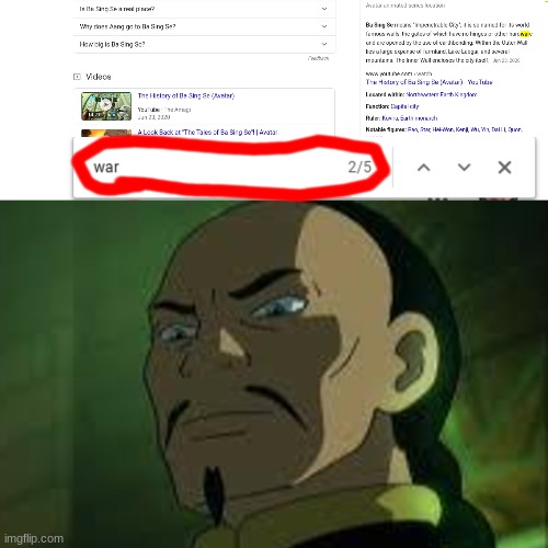 *Angery Long Feng* | image tagged in avatar the last airbender,long,google,shocked,impossible,anger | made w/ Imgflip meme maker