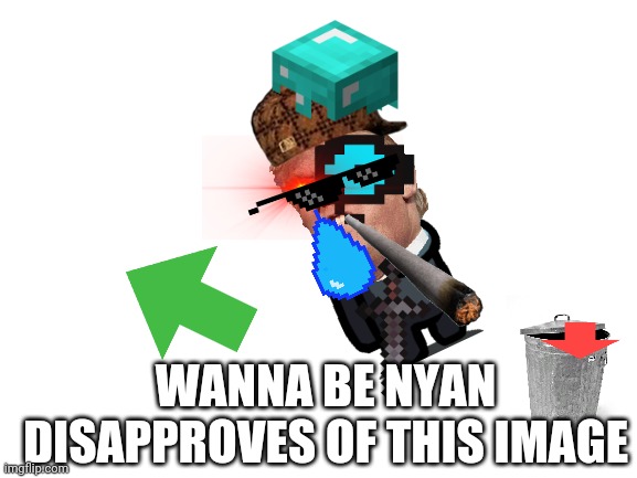 Be like Wanna Be Nyan. | WANNA BE NYAN DISAPPROVES OF THIS IMAGE | image tagged in blank white template,wanna be nyan,donald trump | made w/ Imgflip meme maker