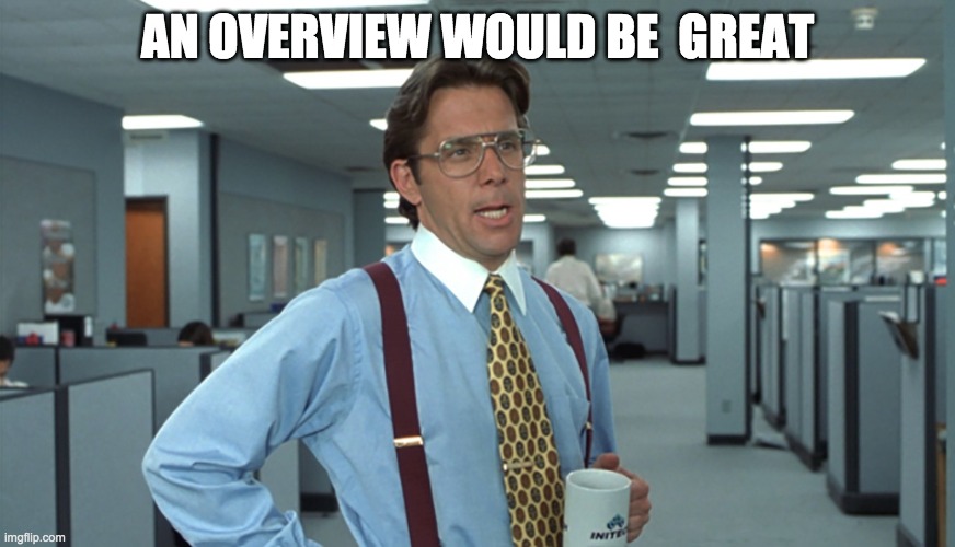That's great | AN OVERVIEW WOULD BE  GREAT | image tagged in office space bill lumbergh | made w/ Imgflip meme maker