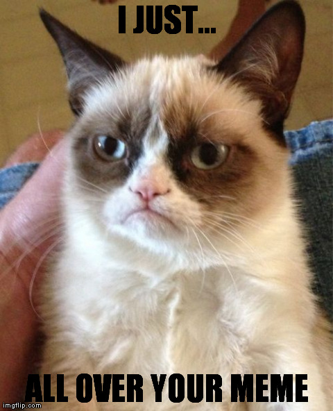 Grumpy Cat Meme | I JUST... ALL OVER YOUR MEME | image tagged in memes,grumpy cat | made w/ Imgflip meme maker