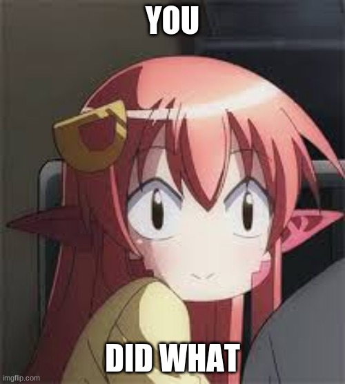 you did what | YOU; DID WHAT | image tagged in miia face | made w/ Imgflip meme maker