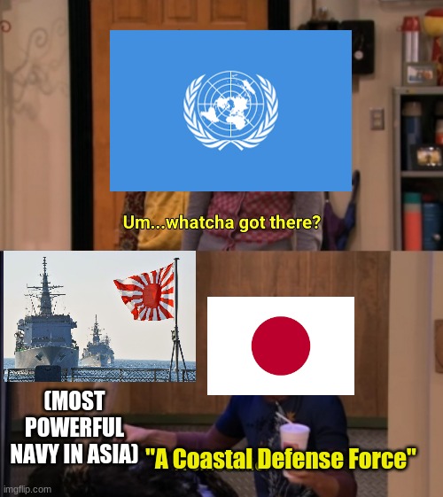 Definitely not a navy. | (MOST POWERFUL NAVY IN ASIA); "A Coastal Defense Force" | image tagged in whatcha got there | made w/ Imgflip meme maker