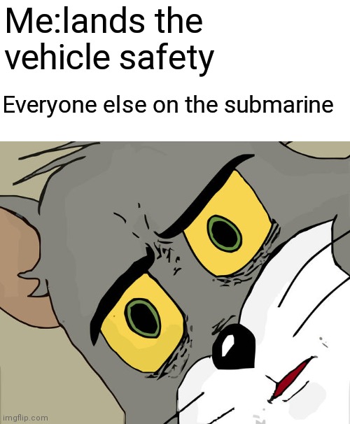 Yee | Me:lands the vehicle safety; Everyone else on the submarine | image tagged in memes,unsettled tom | made w/ Imgflip meme maker