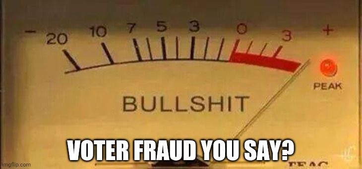 Bullshit Meter | VOTER FRAUD YOU SAY? | image tagged in bullshit meter,politics,vote,voter fraud,trump | made w/ Imgflip meme maker