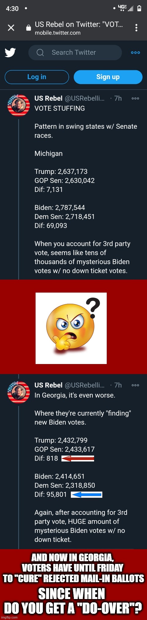 Interesting Numbers | AND NOW IN GEORGIA, 
VOTERS HAVE UNTIL FRIDAY 
TO "CURE" REJECTED MAIL-IN BALLOTS; SINCE WHEN 
DO YOU GET A "DO-OVER"? | image tagged in politics,political meme,democrats,republicans,donald trump,joe biden | made w/ Imgflip meme maker