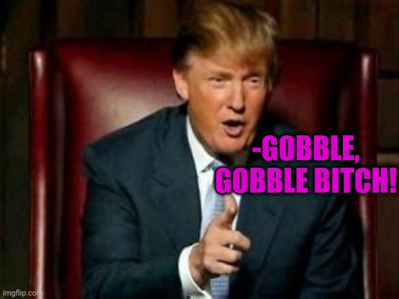 Donald Trump | -GOBBLE, GOBBLE BITCH! | image tagged in donald trump | made w/ Imgflip meme maker