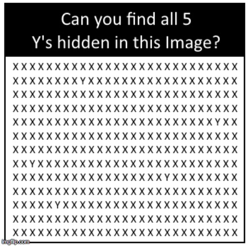 Find the Y's | image tagged in illusion,optical illusion | made w/ Imgflip meme maker