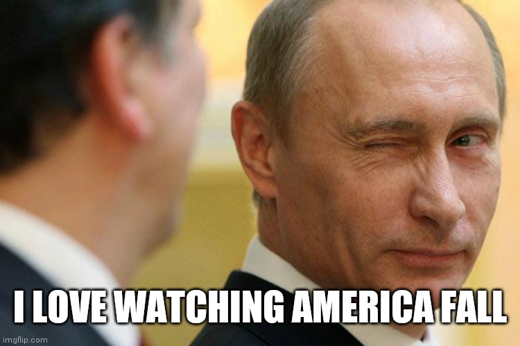 Putin final victory | I LOVE WATCHING AMERICA FALL | image tagged in election 2020,donald trump,never trump,not my president,trump 2020,trump meme | made w/ Imgflip meme maker