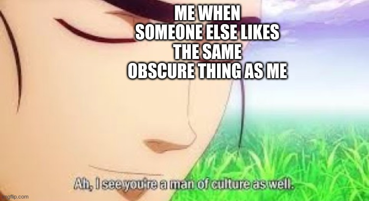 Undertale is the best! | ME WHEN SOMEONE ELSE LIKES THE SAME OBSCURE THING AS ME | image tagged in ah i see your a man of culture as well | made w/ Imgflip meme maker