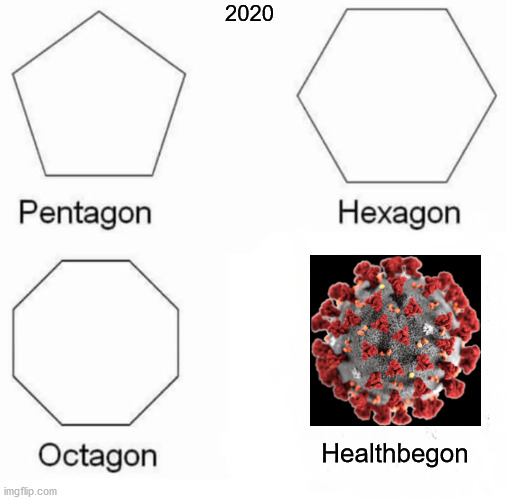 Pentagon Hexagon Octagon Meme | 2020; Healthbegon | image tagged in memes,pentagon hexagon octagon | made w/ Imgflip meme maker