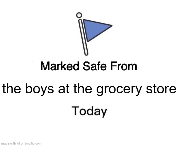 this is decent (the boys at the grocery store shoot nerf bullets at me .-.) | the boys at the grocery store | image tagged in memes,marked safe from | made w/ Imgflip meme maker