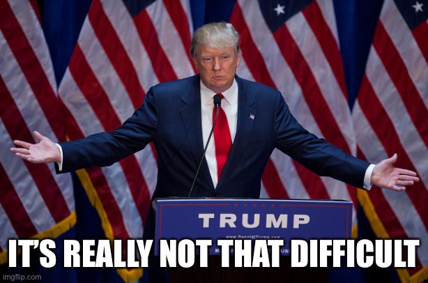 Donald Trump | IT’S REALLY NOT THAT DIFFICULT | image tagged in donald trump | made w/ Imgflip meme maker