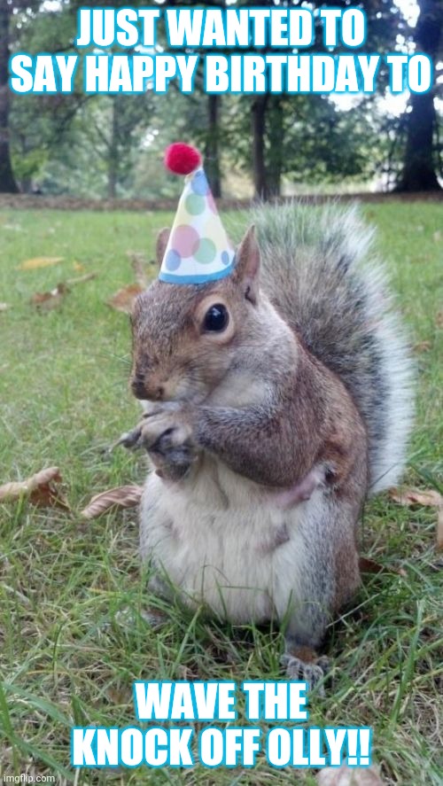 Happy birthday, fam. | JUST WANTED TO SAY HAPPY BIRTHDAY TO; WAVE THE KNOCK OFF OLLY!! | image tagged in memes,super birthday squirrel | made w/ Imgflip meme maker