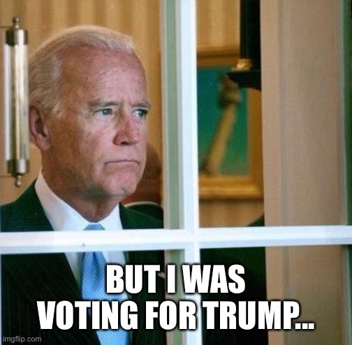 Sad Joe Biden | BUT I WAS VOTING FOR TRUMP... | image tagged in sad joe biden | made w/ Imgflip meme maker