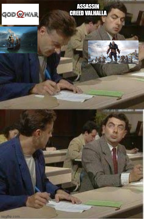 Mr Bean Copying | ASSASSIN CREED VALHALLA | image tagged in mr bean copying | made w/ Imgflip meme maker