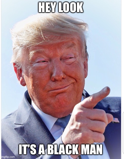 Trump pointing | HEY LOOK; IT’S A BLACK MAN | image tagged in trump pointing | made w/ Imgflip meme maker