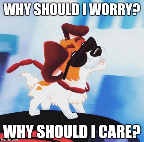 Tell me... | WHY SHOULD I WORRY? WHY SHOULD I CARE? | image tagged in memes,dogs,classic,love,oliver and company | made w/ Imgflip meme maker