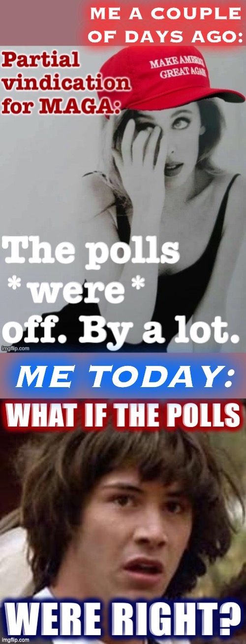 Did the pollsters miss something huge, or are GOP vote suppression tactics working much better than we thought? | image tagged in election 2020,2020 elections,rigged elections,rigged election,polls,voter fraud | made w/ Imgflip meme maker