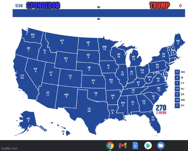 Election Map | SPONGEBOB; TRUMP | image tagged in election map | made w/ Imgflip meme maker