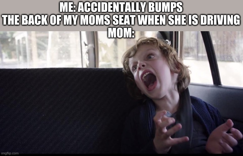 autistic | ME: ACCIDENTALLY BUMPS THE BACK OF MY MOMS SEAT WHEN SHE IS DRIVING
MOM: | image tagged in autistic | made w/ Imgflip meme maker