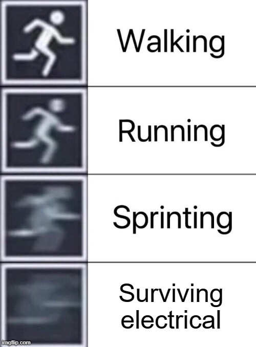 Survivor | Surviving electrical | image tagged in walking running sprinting | made w/ Imgflip meme maker