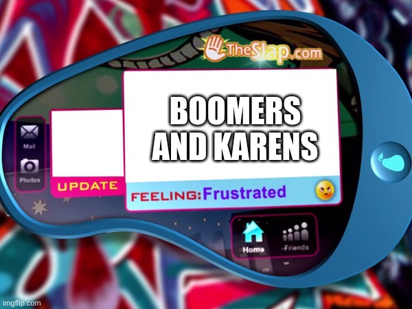 The Slap | BOOMERS AND KARENS | image tagged in the slap | made w/ Imgflip meme maker