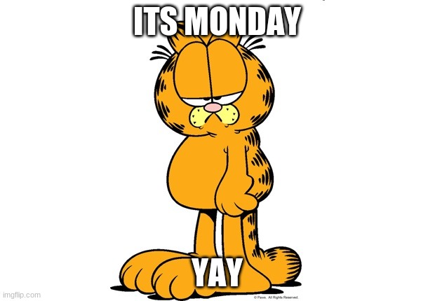 Grumpy Garfield | ITS MONDAY; YAY | image tagged in grumpy garfield | made w/ Imgflip meme maker