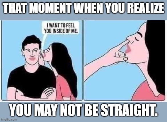 THAT MOMENT WHEN YOU REALIZE; YOU MAY NOT BE STRAIGHT. | image tagged in funny,funny memes | made w/ Imgflip meme maker