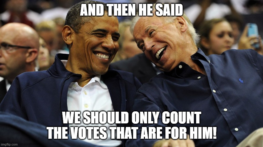Biden Votes | AND THEN HE SAID; WE SHOULD ONLY COUNT THE VOTES THAT ARE FOR HIM! | image tagged in biden | made w/ Imgflip meme maker