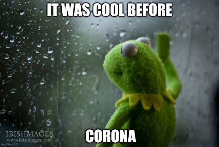 it WAS, kermit | IT WAS COOL BEFORE; CORONA | image tagged in kermit window | made w/ Imgflip meme maker